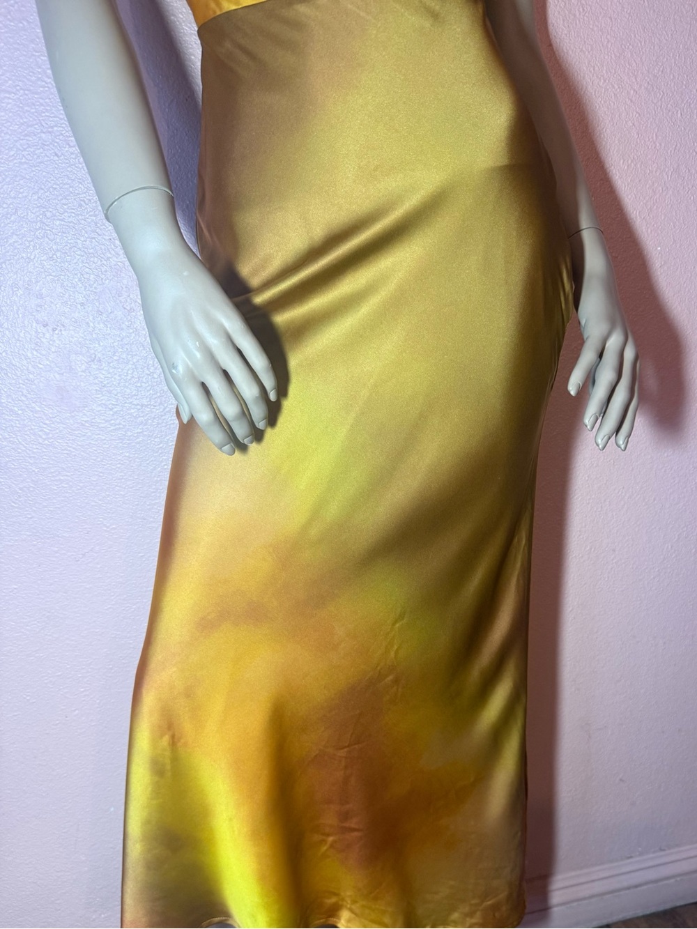 Windsor Satin Halter Midi Dress Gold Rust Ombre Open Back Slip Dress Small NWT ✨ - Picture 8 of 13
